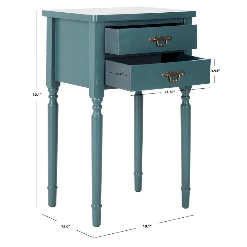 Table d'appoint, style campagnard français, bouleau blanc/vert sauge/bleu sarcelle, 1 personne