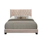 Lit rembourré capitonné en tissu beige, pour 1 à 2 personnes, Grand lit/Très grand lit/Lit double