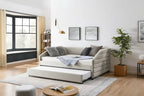 Twin Size Daybed with Two Drawers Upholstered Tufted Sofa Bed