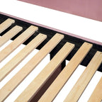 Lit de repos jumeau en velours beige/rose/gris avec lit gigogne relevable et 2 tiroirs, 2 couchages