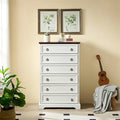 Commode à 6 tiroirs – Blanc / Naturel, Rangement de chambre pour 1