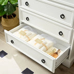Commode à 6 tiroirs – Blanc / Naturel, Rangement de chambre pour 1