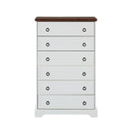Commode à 6 tiroirs – Blanc / Naturel, Rangement de chambre pour 1