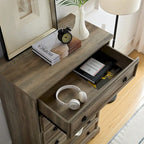 Commode à 6 tiroirs – Blanc / Naturel, Rangement de chambre pour 1