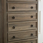 Commode à 6 tiroirs – Blanc / Naturel, Rangement de chambre pour 1