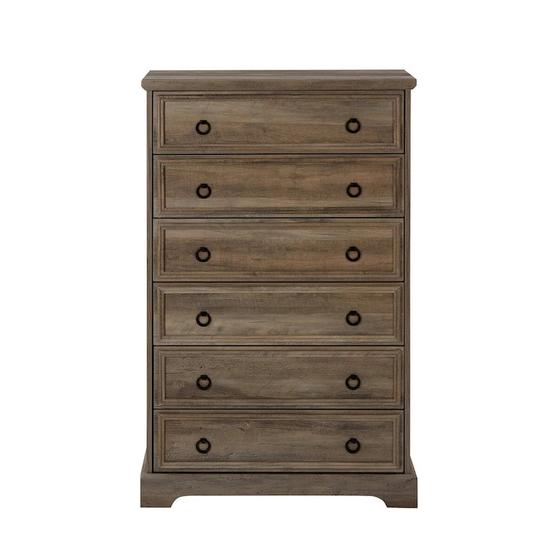 Commode à 6 tiroirs – Blanc / Naturel, Rangement de chambre pour 1