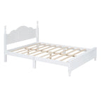 Cadre de lit plateforme Queen rétro noyer/blanc avec tête de lit, pour 1-2 personnes