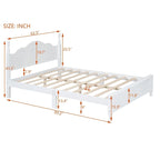 Cadre de lit plateforme Queen rétro noyer/blanc avec tête de lit, pour 1-2 personnes