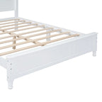 Cadre de lit plateforme Queen rétro noyer/blanc avec tête de lit, pour 1-2 personnes