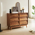 Commode 6 tiroirs marron/noir – Style biseauté milieu de siècle