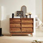 Commode 6 tiroirs marron/noir – Style biseauté milieu de siècle
