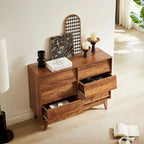 Commode 6 tiroirs marron/noir – Style biseauté milieu de siècle