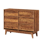 Commode 6 tiroirs marron/noir – Style biseauté milieu de siècle