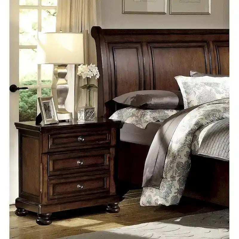 Chambre à coucher 5 pièces en merisier brun – Grand lit / Lit double / Très grand lit / Très grand lit californien