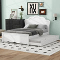 Lit plateforme gigogne blanc simple et double avec tête de lit, 2 couchages
