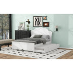 Lit plateforme gigogne blanc simple et double avec tête de lit, 2 couchages
