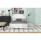 Lit plateforme gigogne blanc simple et double avec tête de lit, 2 couchages