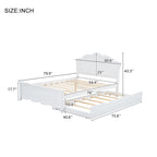 Lit plateforme gigogne blanc simple et double avec tête de lit, 2 couchages
