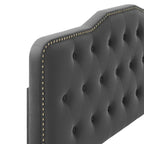 Lit plateforme simple en velours de performance touffeté ambre
