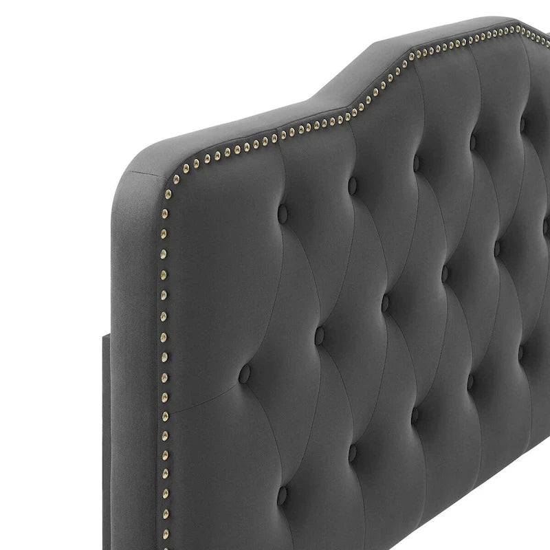 Lit plateforme simple en velours de performance touffeté ambre