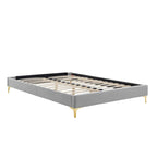 Lit plateforme simple en velours de performance touffeté ambre