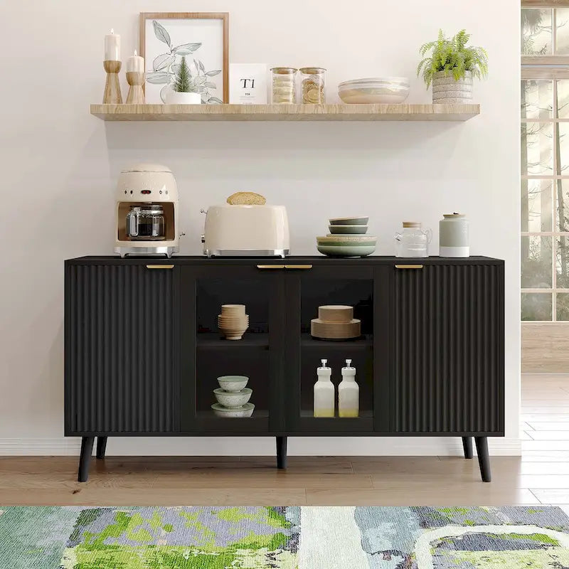 JASIWAY Buffet de cuisine avec portes en verre