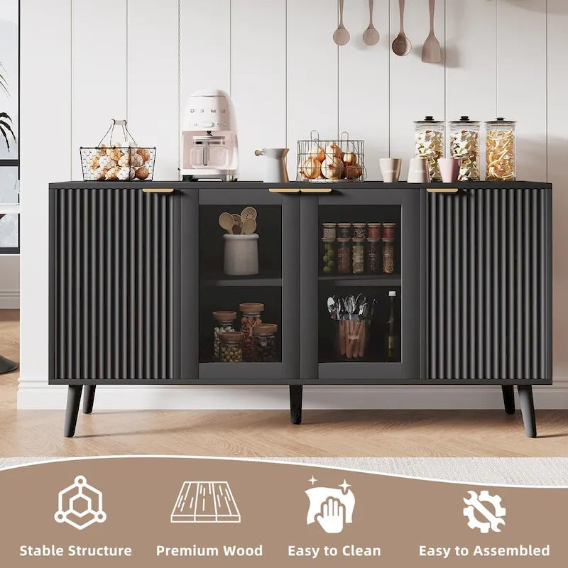 JASIWAY Buffet de cuisine avec portes en verre