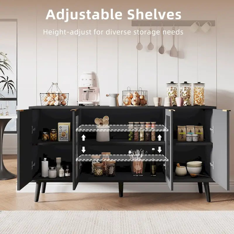 JASIWAY Buffet de cuisine avec portes en verre