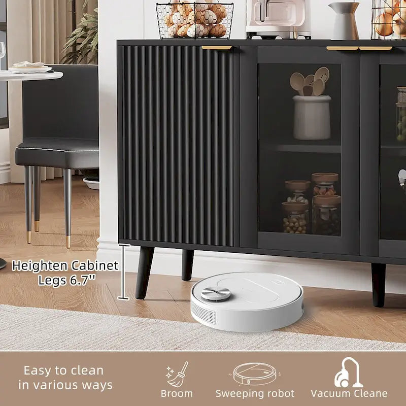 JASIWAY Buffet de cuisine avec portes en verre