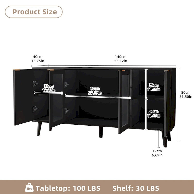 JASIWAY Buffet de cuisine avec portes en verre