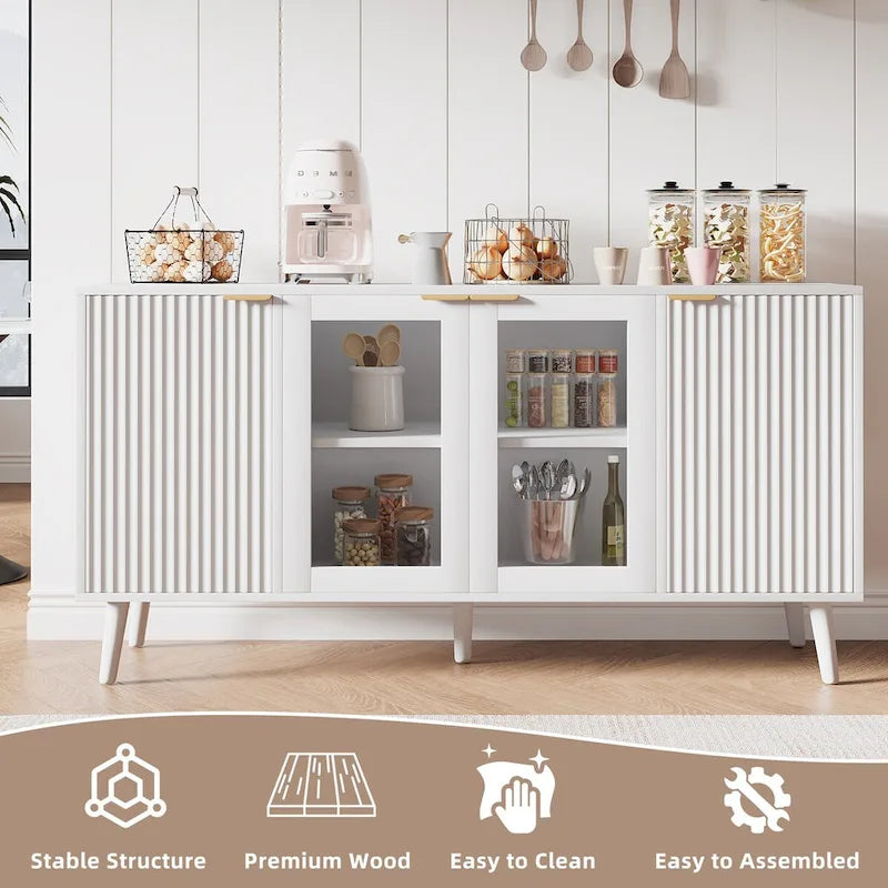 JASIWAY Buffet de cuisine avec portes en verre