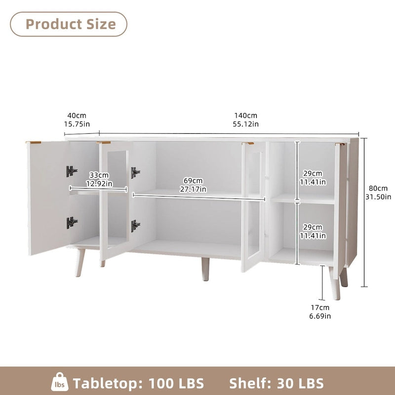 JASIWAY Buffet de cuisine avec portes en verre