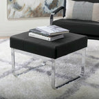 Studio Designs Home Allure Ottoman moderne rectangulaire en métal et cuir mélangé