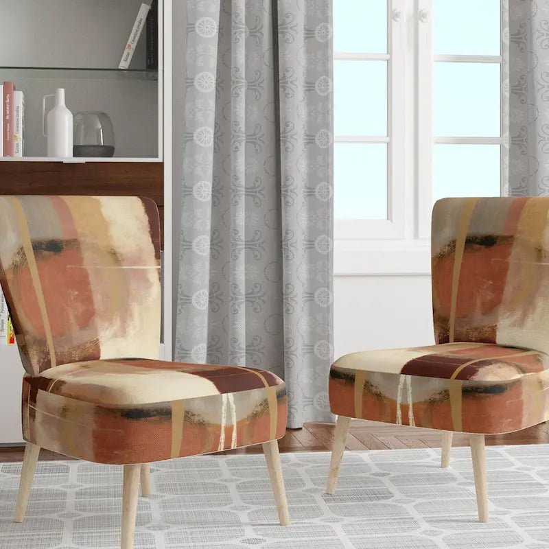 Fauteuil d'appoint abstrait rembourré Designart Chocolate Brown Elementary III et fauteuil moderne et contemporain