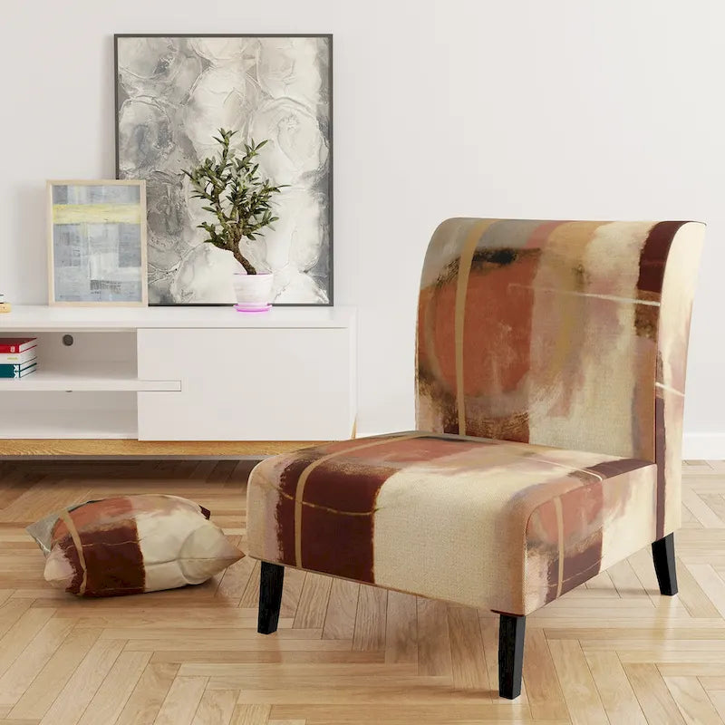 Fauteuil d'appoint abstrait rembourré Designart Chocolate Brown Elementary III et fauteuil moderne et contemporain