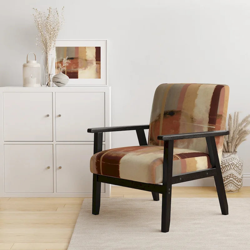 Fauteuil d'appoint abstrait rembourré Designart Chocolate Brown Elementary III et fauteuil moderne et contemporain
