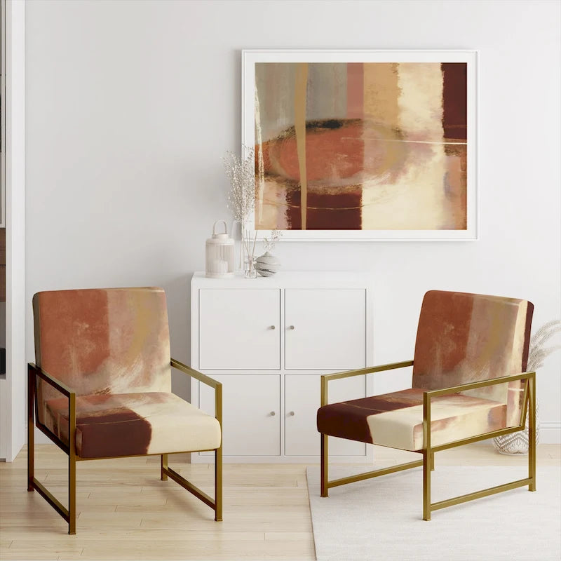 Fauteuil d'appoint abstrait rembourré Designart Chocolate Brown Elementary III et fauteuil moderne et contemporain