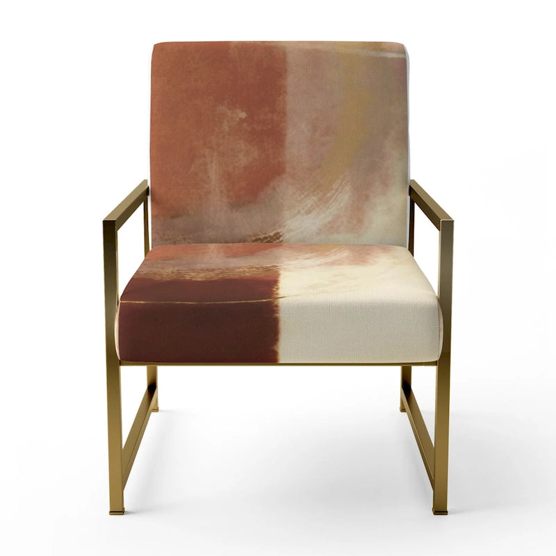 Fauteuil d'appoint abstrait rembourré Designart Chocolate Brown Elementary III et fauteuil moderne et contemporain