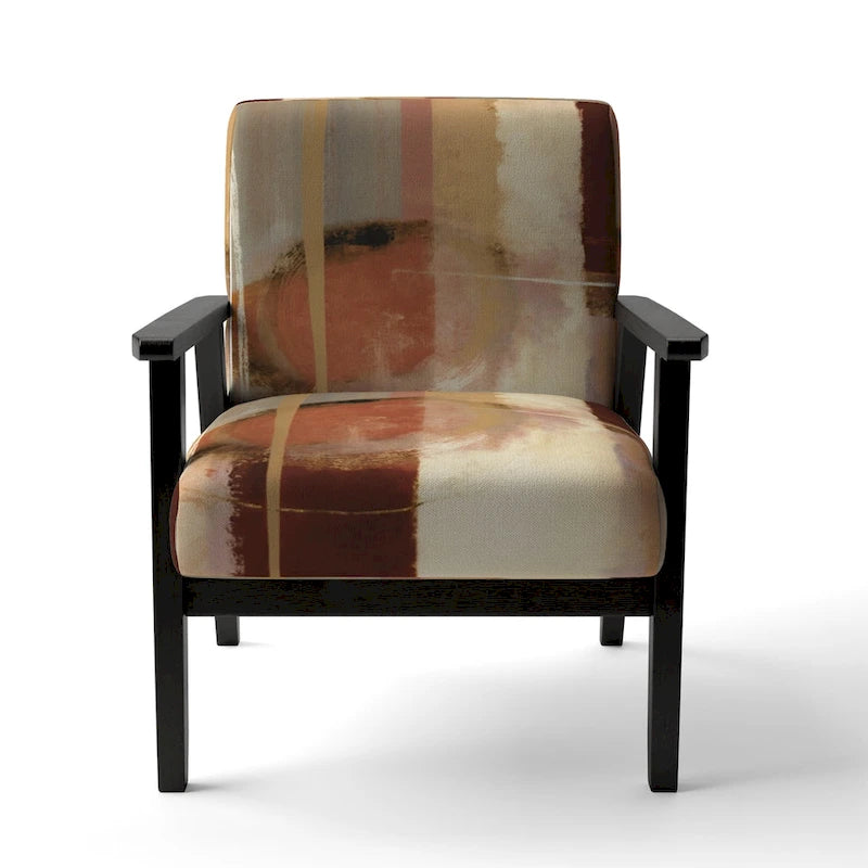 Fauteuil d'appoint abstrait rembourré Designart Chocolate Brown Elementary III et fauteuil moderne et contemporain
