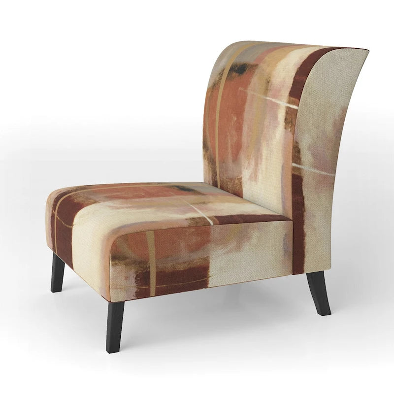 Fauteuil d'appoint abstrait rembourré Designart Chocolate Brown Elementary III et fauteuil moderne et contemporain