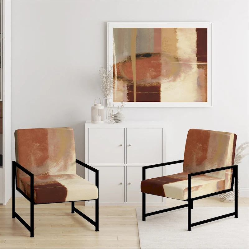 Fauteuil d'appoint abstrait rembourré Designart Chocolate Brown Elementary III et fauteuil moderne et contemporain