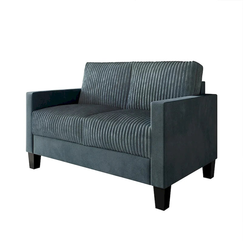 Causeuse 2 places en velours côtelé – Gris / Champagne / Marron / Bleu clair / Noir / Rouge
