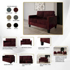 Causeuse 2 places en velours côtelé – Gris / Champagne / Marron / Bleu clair / Noir / Rouge
