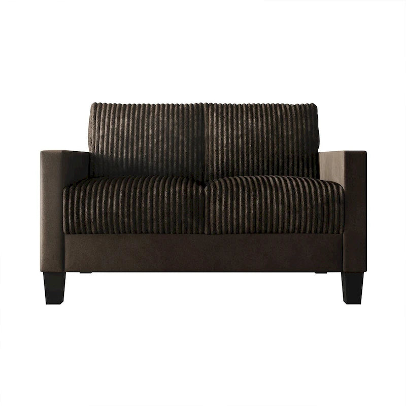 Causeuse 2 places en velours côtelé – Gris / Champagne / Marron / Bleu clair / Noir / Rouge