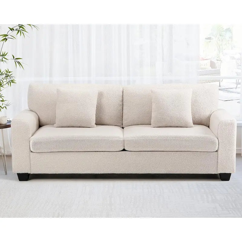 Canapé 3 places en tissu bouclé beige
