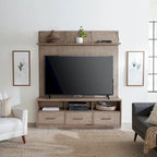 Ensemble de console TV et de meuble TV 2 pièces brun beige
