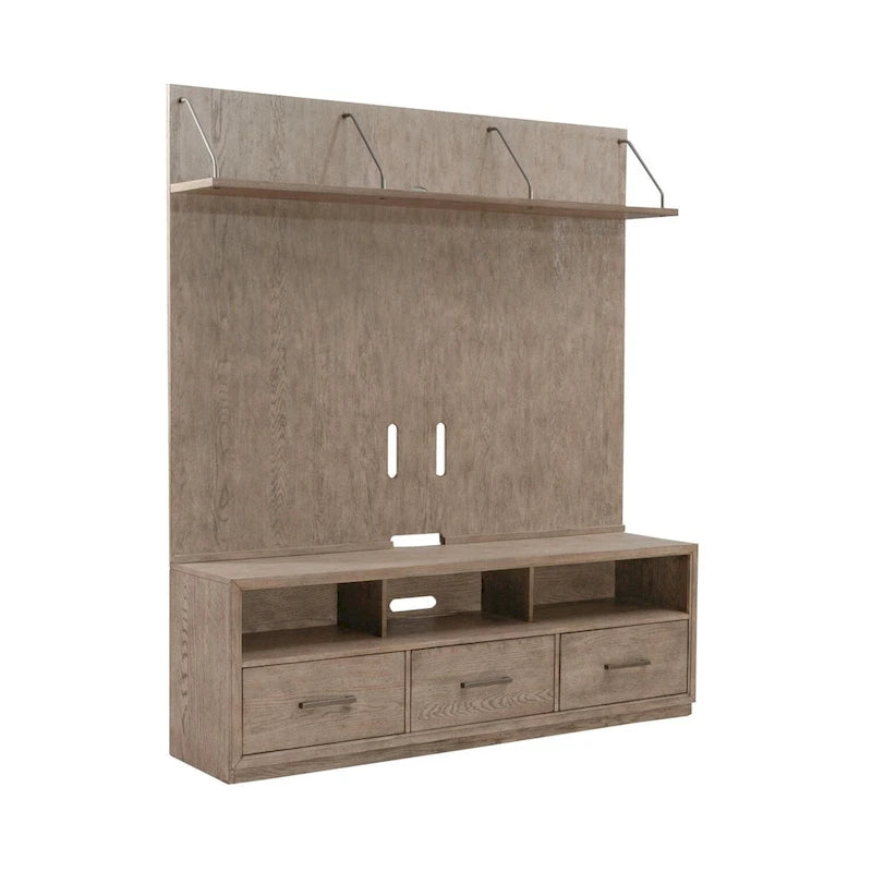 Ensemble de console TV et de meuble TV 2 pièces brun beige