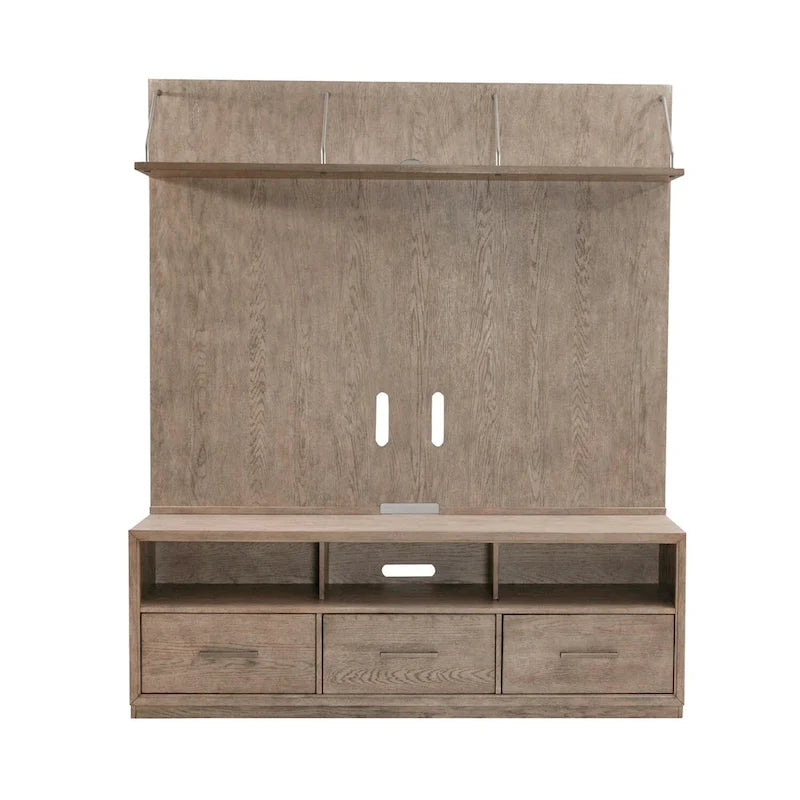 Ensemble de console TV et de meuble TV 2 pièces brun beige