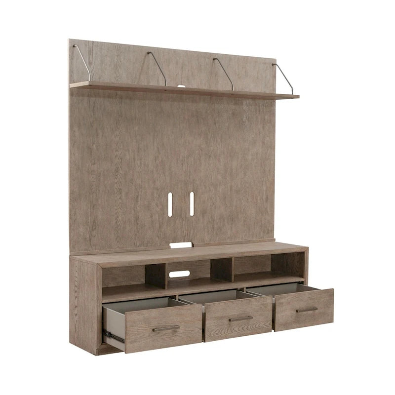 Ensemble de console TV et de meuble TV 2 pièces brun beige