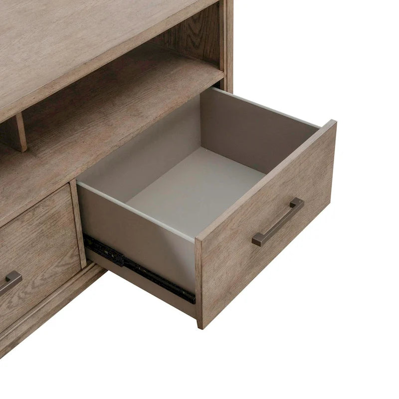 Ensemble de console TV et de meuble TV 2 pièces brun beige